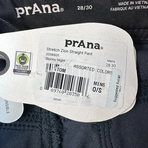 prAna Men's Stretch Zion™ Slim Straight Fit Pant, Size W28 x L30 Stormy Night - Picture 10 of 13